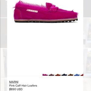 MARNI HOT PINK CALF-HAIR LOAFERS